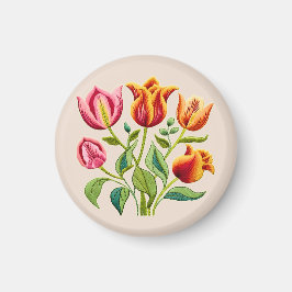 赤いチューリップの花束 マグネット
