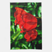 赤いチューリップの花 キッチンタオル (縦)