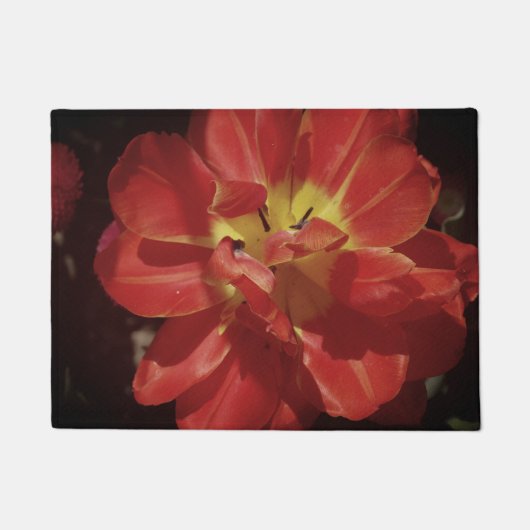 赤いチューリップの花 ドアマット (正面)