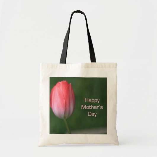 赤いチューリップの花、幸せな母の日 トートバッグ (正面)