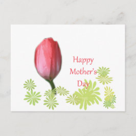 赤いチューリップの花、幸せな母の日 ポストカード