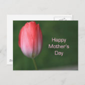 赤いチューリップの花、幸せな母の日 ポストカード (正面/裏面)
