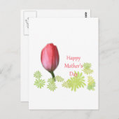 赤いチューリップの花、幸せな母の日 ポストカード (正面/裏面)