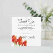 赤いチューリップの葬儀感謝カード 招待状 (スタンド正面)