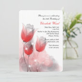 赤いチューリップの誕生日のパーティの招待状 招待状 (スタンド正面)