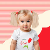 赤いチューリップの赤ちゃんTシャツ ベビーボディスーツ