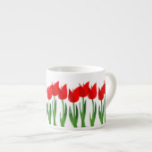 赤いチューリップの陶磁器のエスプレッソのマグ エスプレッソカップ (正面右)