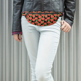 赤いチューリップの黒、レトロヴィンテージ ファニーパック