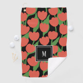 赤いチューリップはレトロパーソナライズされた、モノグラム ゴルフタオル (インサイチュ)