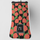 赤いチューリップはレトロパーソナライズされた、モノグラム ゴルフヘッドカバー (回転90)