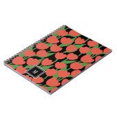 赤いチューリップはレトロパーソナライズされた、モノグラム ノートブック (左側)