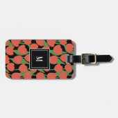 赤いチューリップはレトロパーソナライズされた、モノグラム ラゲッジタグ (正面横)