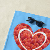 赤いチューリップカラーハートビーチタオル ビーチタオル (インサイチュ)