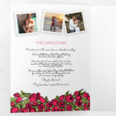 赤いチューリップハートインクアート愛の物語の結婚写真 三つ折りプログラム (内部最初)