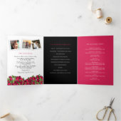 赤いチューリップハートインクアート愛の物語の結婚写真 三つ折りプログラム (内部)