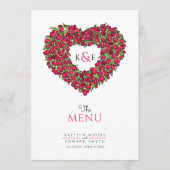 赤いチューリップハートリース結婚モノグラムのメニュー メニュー (正面)