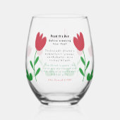 赤いチューリップフラワークレヨンドルウィフタルドゥア ステムなしワイングラス (裏面)