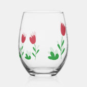 赤いチューリップフラワークレヨンドルウィフタルドゥア ステムなしワイングラス (左)