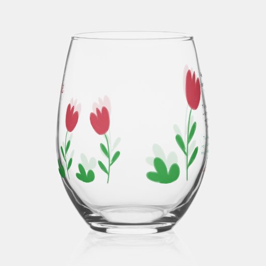 赤いチューリップフラワークレヨンドルウィフタルドゥア ステムなしワイングラス (左)