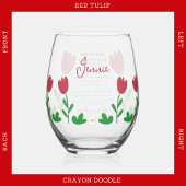赤いチューリップフラワークレヨンドルウィフタルドゥア ステムなしワイングラス