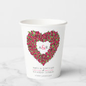 赤いチューリップフラワーブーケアートモ結婚ノグラム 紙コップ (裏面)