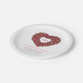 赤いチューリップブーケインクアート結婚ハート ペーパープレート (アングル)