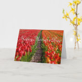 赤いチューリップ分野の母の日カード カード (黄色い花)