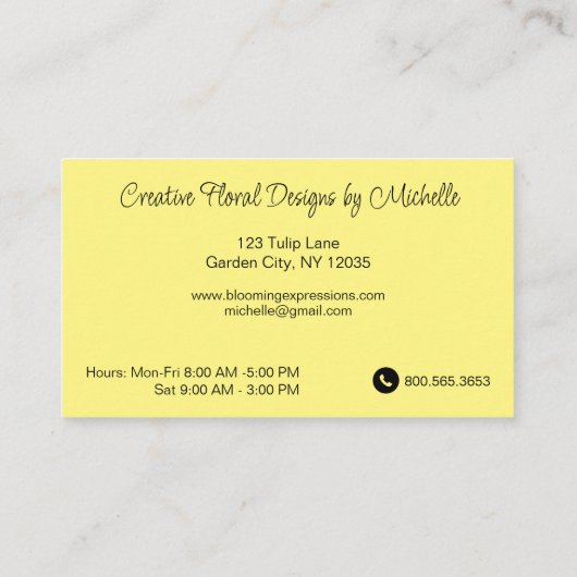 赤いチューリップ咲くビジネスカード 名刺 (裏面)