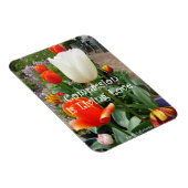 赤いチューリップ慈悲引用文花フォトマグネット マグネット (右側)