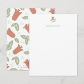 赤いチューリップ描アイコンの個人用ノートカード 招待状 (正面/裏面)