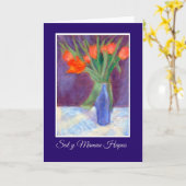 赤いチューリップ母の日カード、ウェルシュの挨拶 カード (黄色い花)