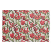 赤いチューリップ淡い色ので完全な背景 枕カバー (裏面)