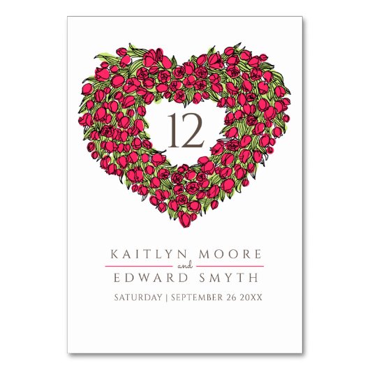 赤いチューリップ結婚モノグラカスタムムのテーブル番号 テーブルナンバー (正面)