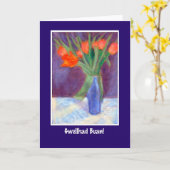 赤いチューリップ良いカードを取得し、歓迎の挨拶 カード (黄色い花)