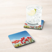 赤いチューリップ花–30247 コースター (右側)
