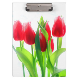 赤いチューリップ オン ホワイト クリップボード