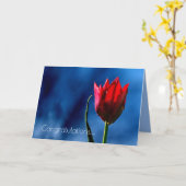赤いチューリップ 離婚おめでとう カード (黄色い花)