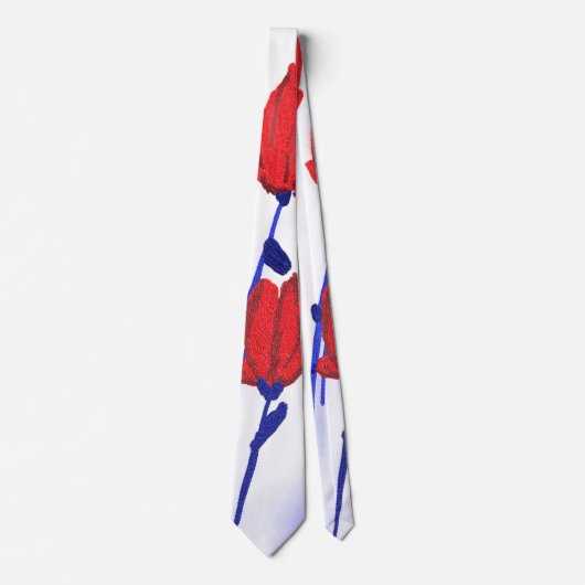 赤いチューリップ（青） ネクタイ (正面)