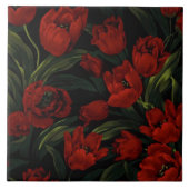 赤いチューリップ（黒） タイル (正面)