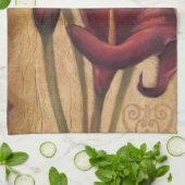 赤いチューリップI キッチンタオル (折り畳み)