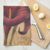 赤いチューリップI キッチンタオル (四つ折り)