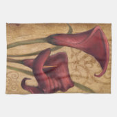 赤いチューリップI キッチンタオル (横)