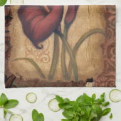 赤いチューリップII キッチンタオル (折り畳み)