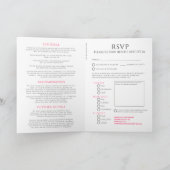 赤いチューリ結婚ップハートのオールインワン折り 招待状 (内部)