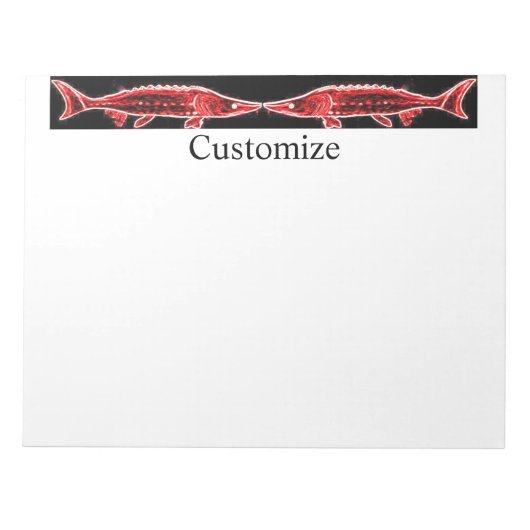 赤いチョウザメThunder_Cove黒 ノートパッド (正面)