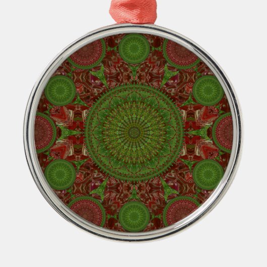 赤いチリのクリスマスの曼荼羅の配列のオーナメント メタルオーナメント (正面)