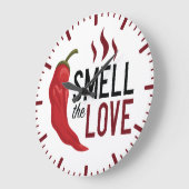 赤いチリの匂い ラージ壁時計 (傾斜)