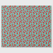 赤いチリエスパターンティール（緑がかった色）ブルー ラッピングペーパー (フラット)