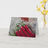 赤いチリペッパー カード (黄色い花)