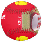 赤いチーム名&プレイヤー名番号写真 ソフトボール (正面)